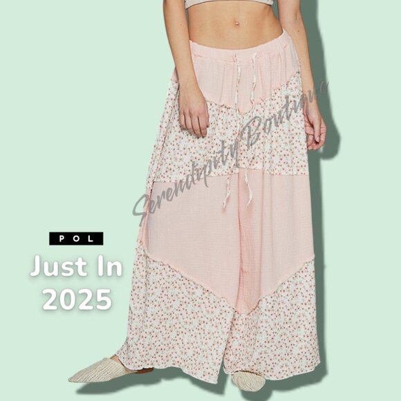 NWOT POL Pink Floral Wide Leg Pants - Picture 2 of 7